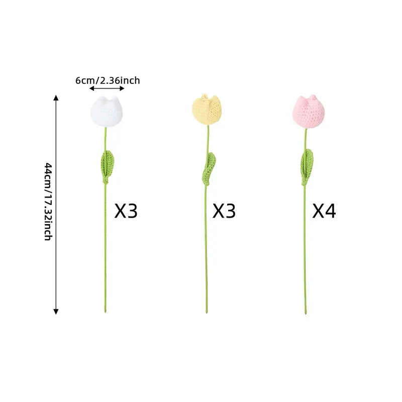 TulipWhimsy – Handmade Crochet Tulips (10/20/30 pcs) Vase Not Included