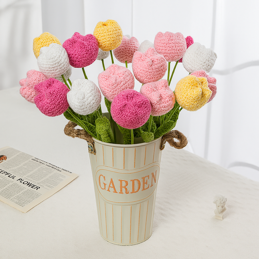 TulipWhimsy – Handmade Crochet Tulips (10/20/30 pcs) Vase Not Included