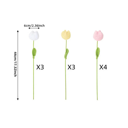 TulipWhimsy – Handmade Crochet Tulips (10/20/30 pcs) Vase Not Included