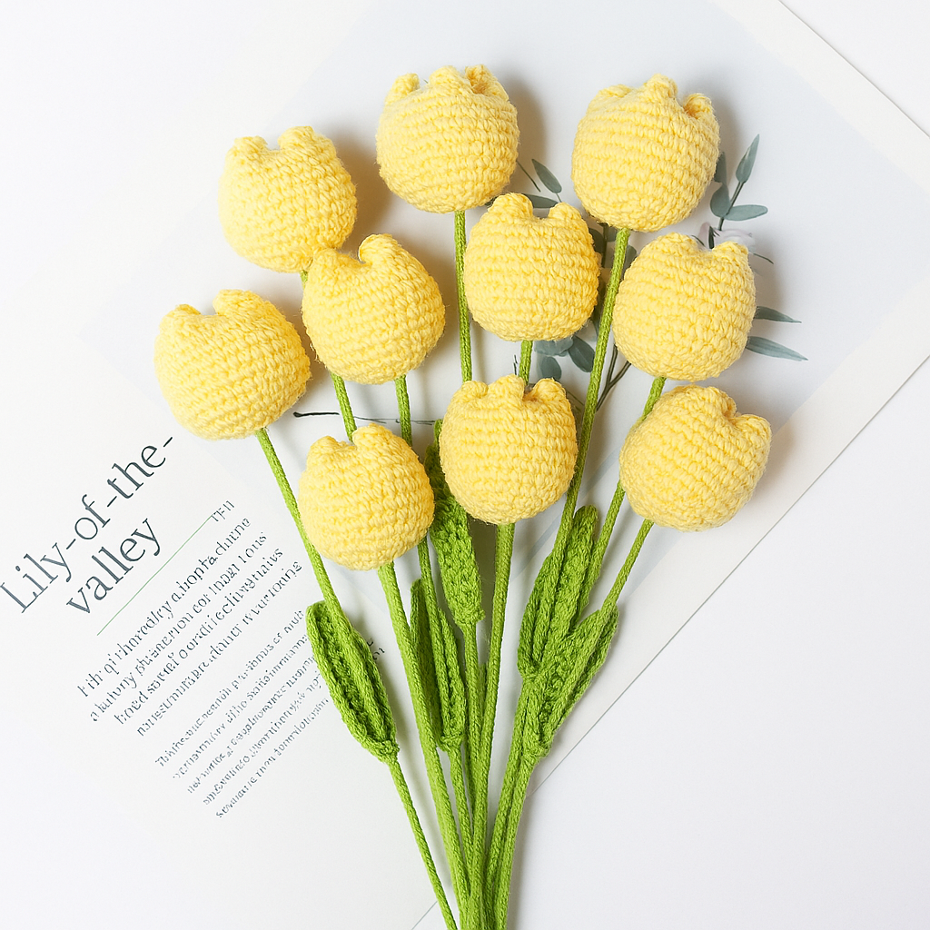 TulipWhimsy – Handmade Crochet Tulips (10/20/30 pcs) Vase Not Included