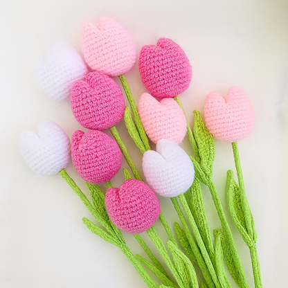TulipWhimsy – Handmade Crochet Tulips (10/20/30 pcs) Vase Not Included