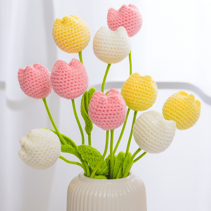 TulipWhimsy – Handmade Crochet Tulips (10/20/30 pcs) Vase Not Included