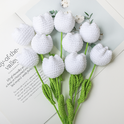 TulipWhimsy – Handmade Crochet Tulips (10/20/30 pcs) Vase Not Included